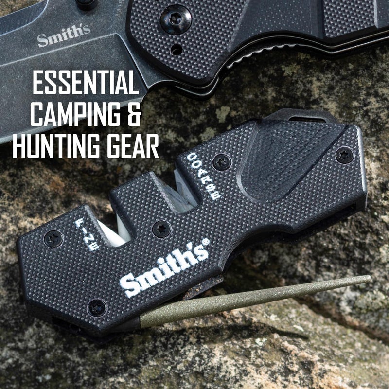 Smiths Smith’s Pocket Pal Tactical Knife Sharpener - 2 Stage Sharpener & Diamond Sharpening Rod - Pocket Clip - Outdoor Hunting Knife & Hook Sharpener - Compact & Lightweight - Image 2